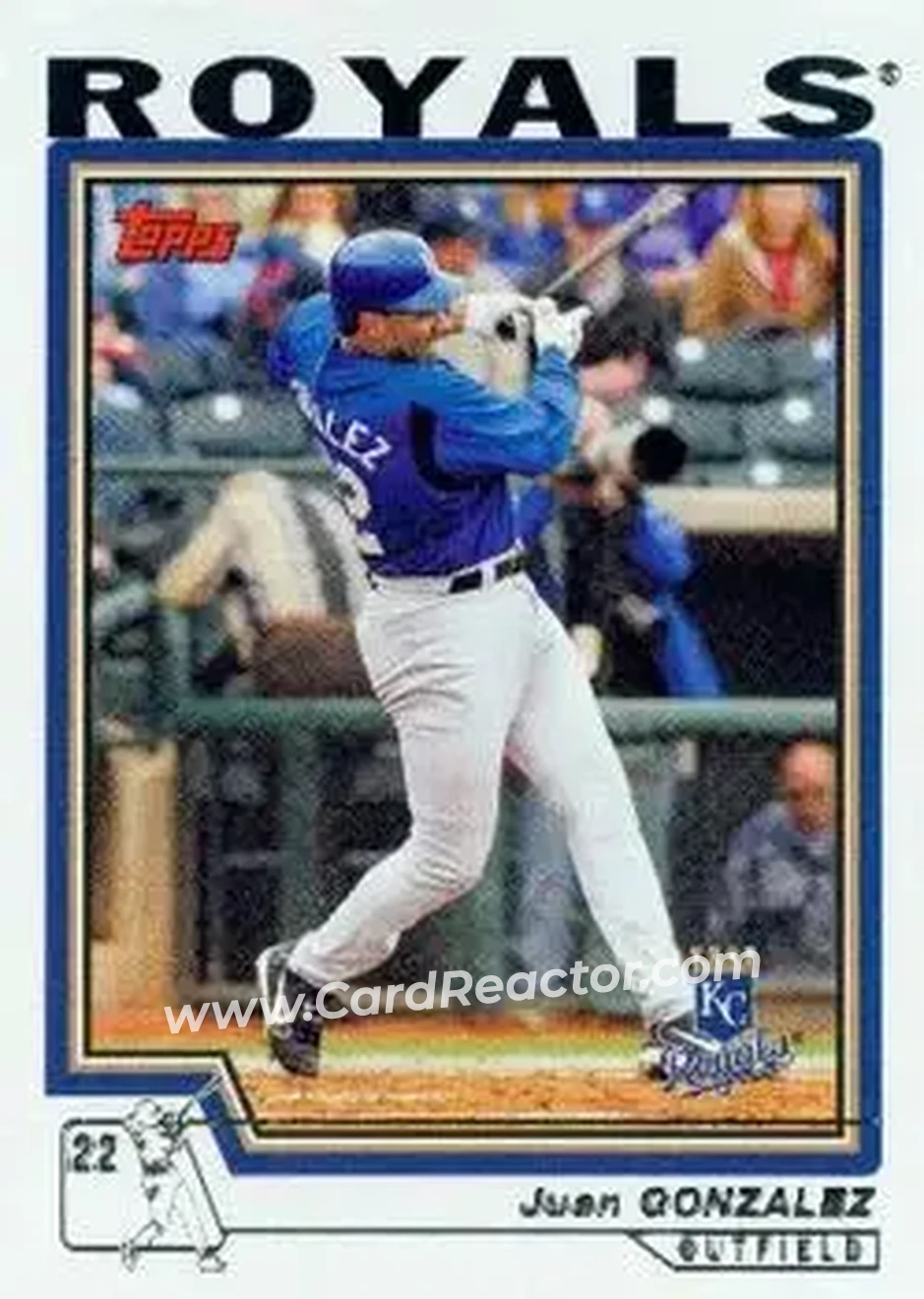 2004 Topps #604 - Juan Gonzalez - Kansas City Royals - Front 2004 Topps #604 - Juan Gonzalez - Kansas City Royals - Front