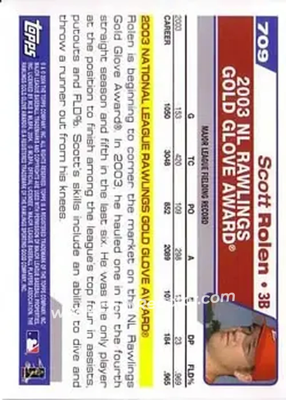 2004 Topps #709 - Scott Rolen - St. Louis Cardinals - Back