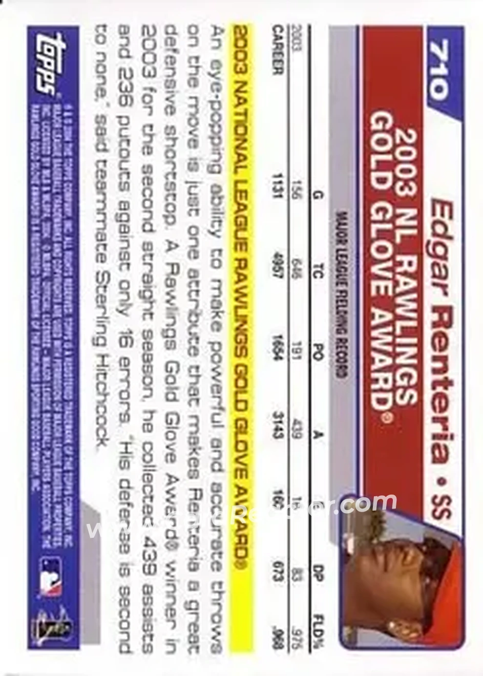 2004 Topps #710 - Edgar Renteria - St. Louis Cardinals - Back