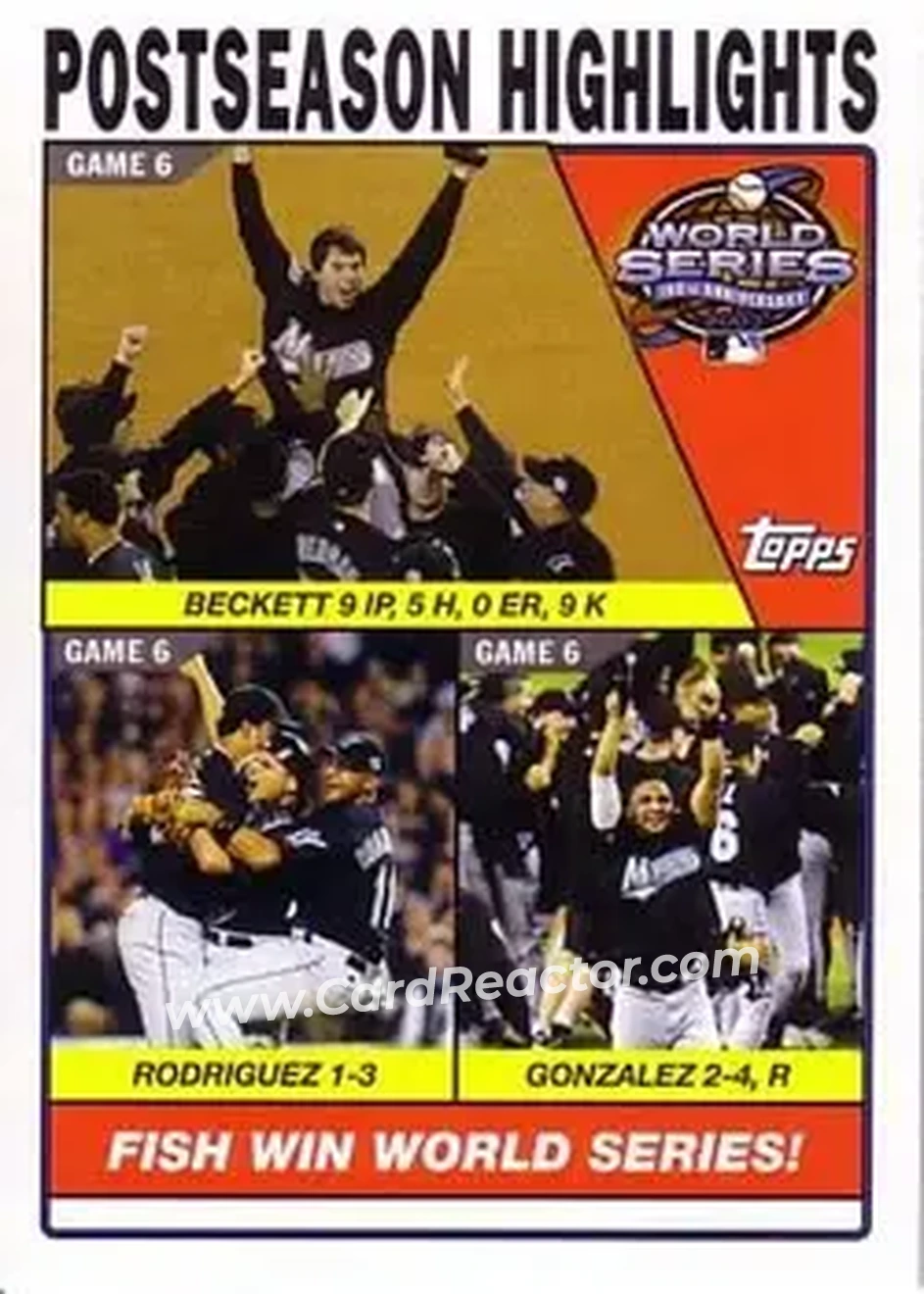 2004 Topps #732 - Fish Win World Series! - Florida Marlins - Front