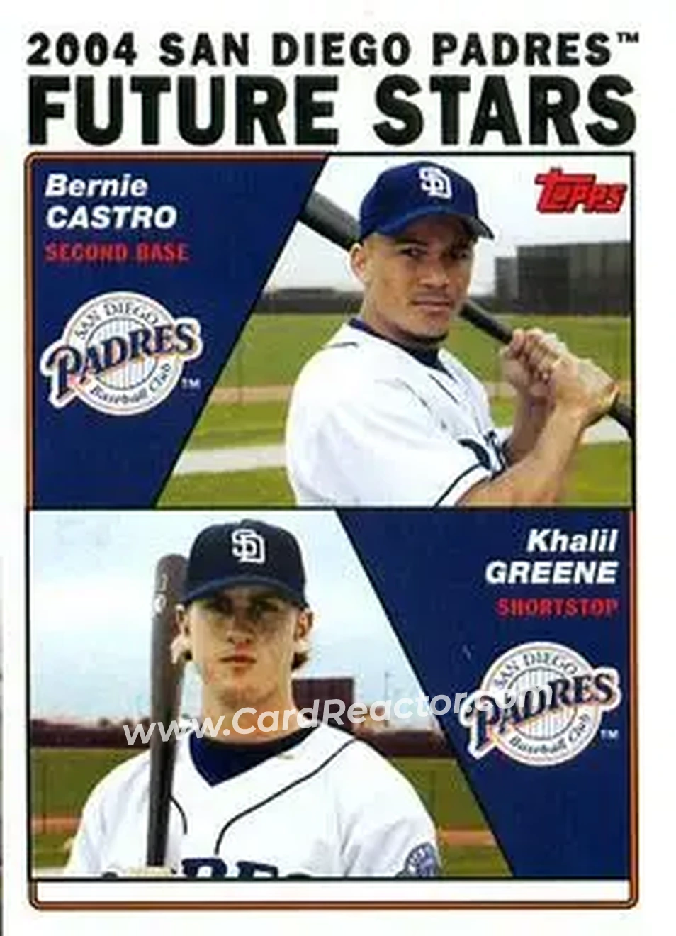 2004 Topps #327 - 2004 San Diego Padres Future Stars (Bernie Castro - Khalil Greene) - San Diego Padres - Front 2004 Topps #327 - 2004 San Diego Padres Future Stars (Bernie Castro - Khalil Greene) - San Diego Padres - Front
