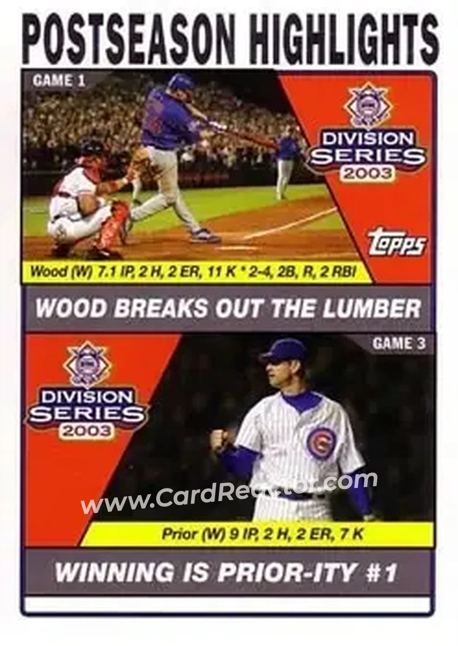 2004 Topps #350 - Woods Breaks Out the Lumber - Winning is Prior ity - Chicago Cubs - Front 2004 Topps #350 - Woods Breaks Out the Lumber - Winning is Prior ity - Chicago Cubs - Front