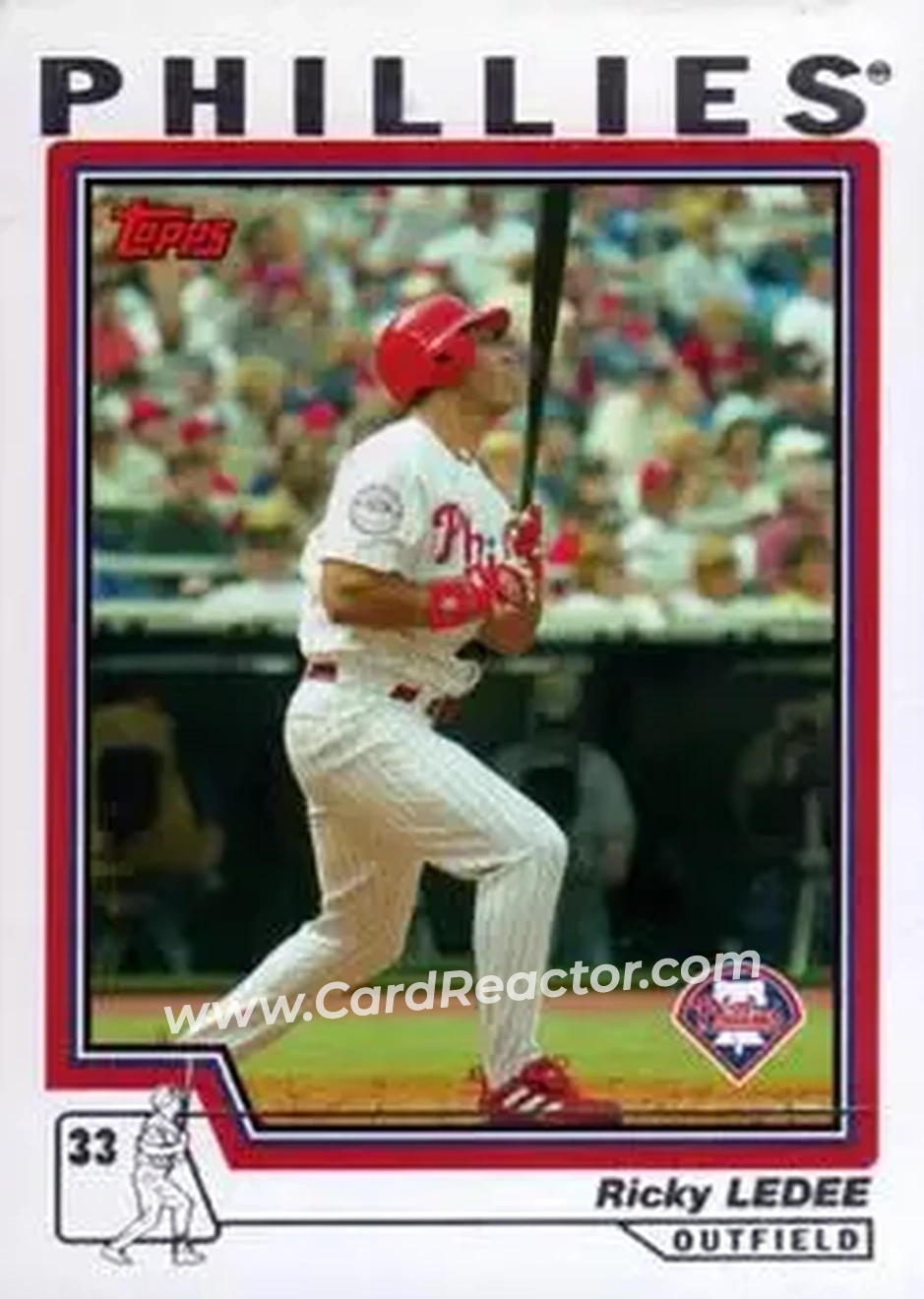 2004 Topps #493 - Ricky Ledee - Philadelphia Phillies - Front 2004 Topps #493 - Ricky Ledee - Philadelphia Phillies - Front