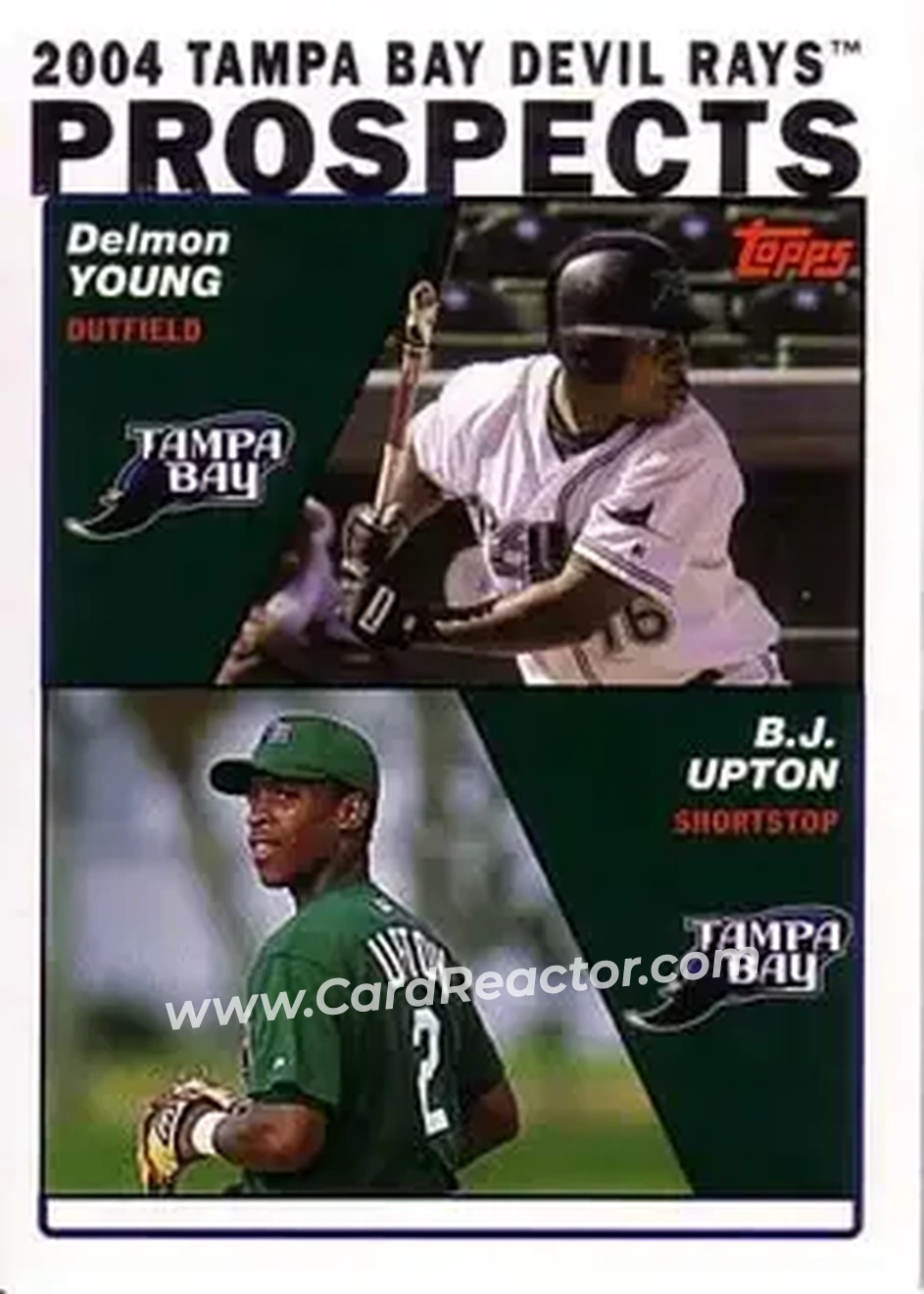 2004 Topps #692 - 2004 Tampa Bay Devil Rays Prospects (Delmon Young - B.J. Upton) - Tampa Bay Devil Rays - Front