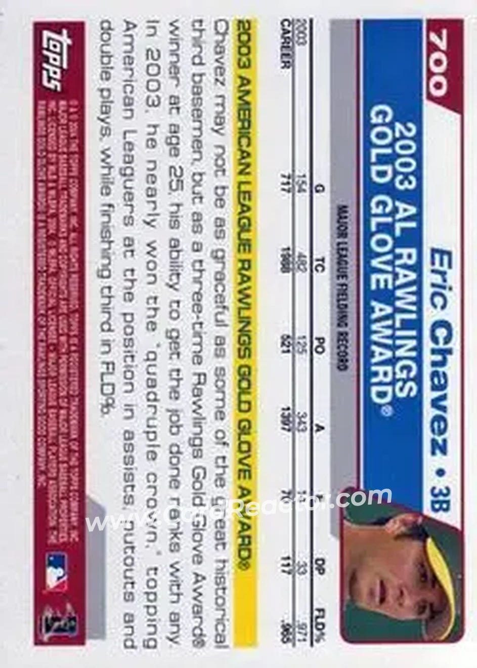 2004 Topps #700 - Eric Chavez - Oakland Athletics - Back