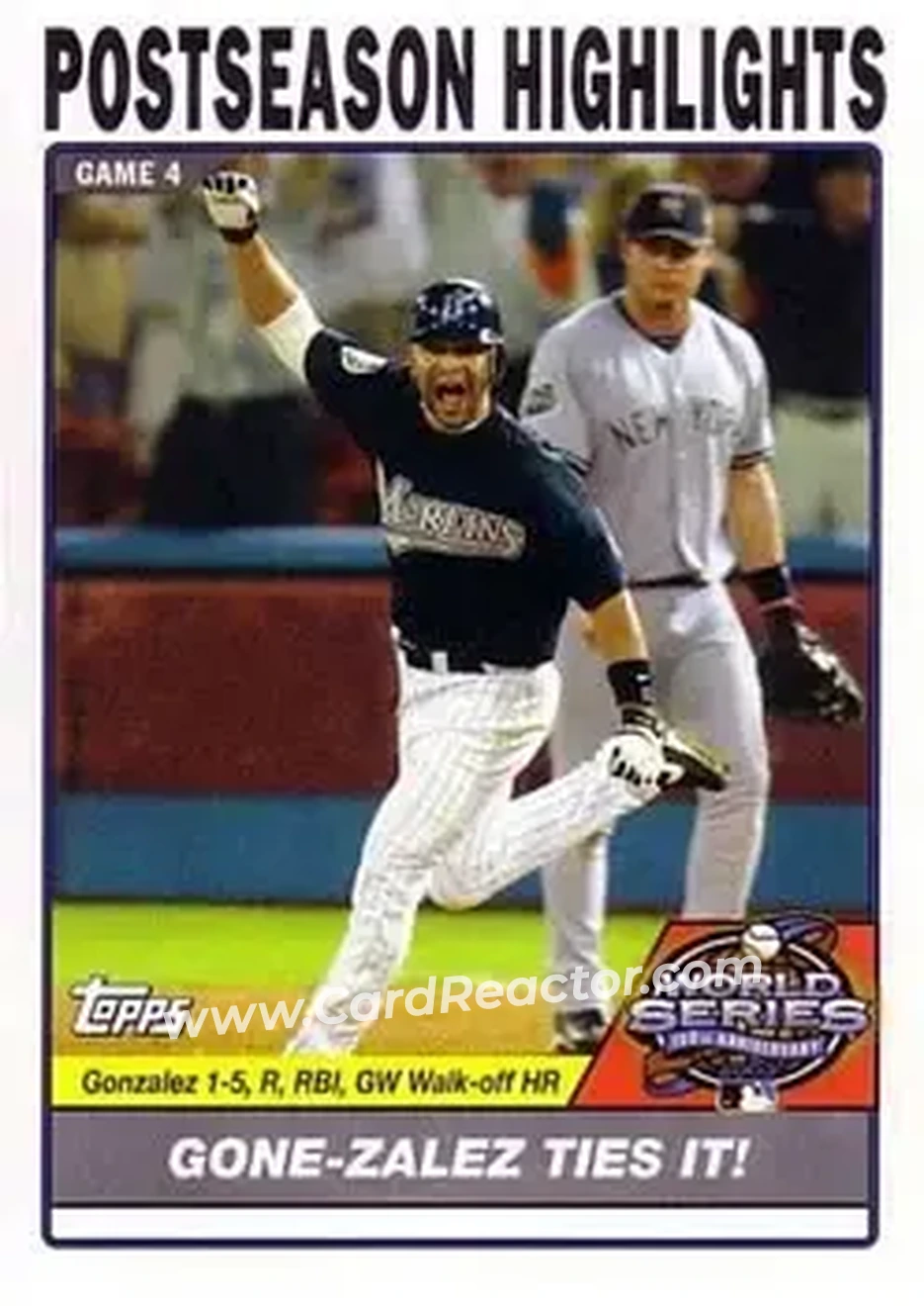 2004 Topps #730 - Gone zalez Ties It! - Florida Marlins - Front