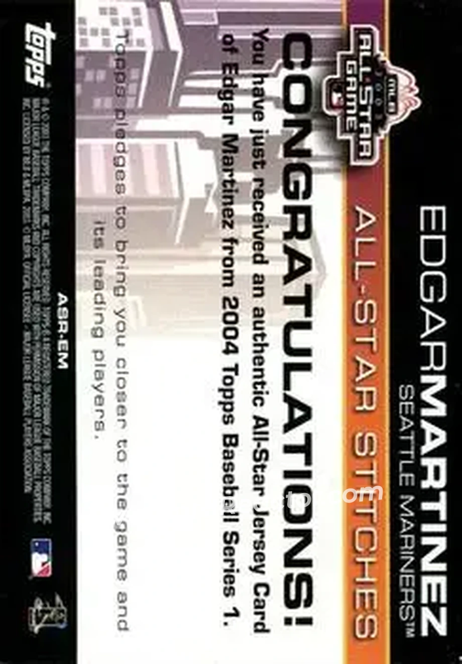 2004 Topps - All-Star Stitches #ASR-EM - Edgar Martinez - Seattle Mariners - Back