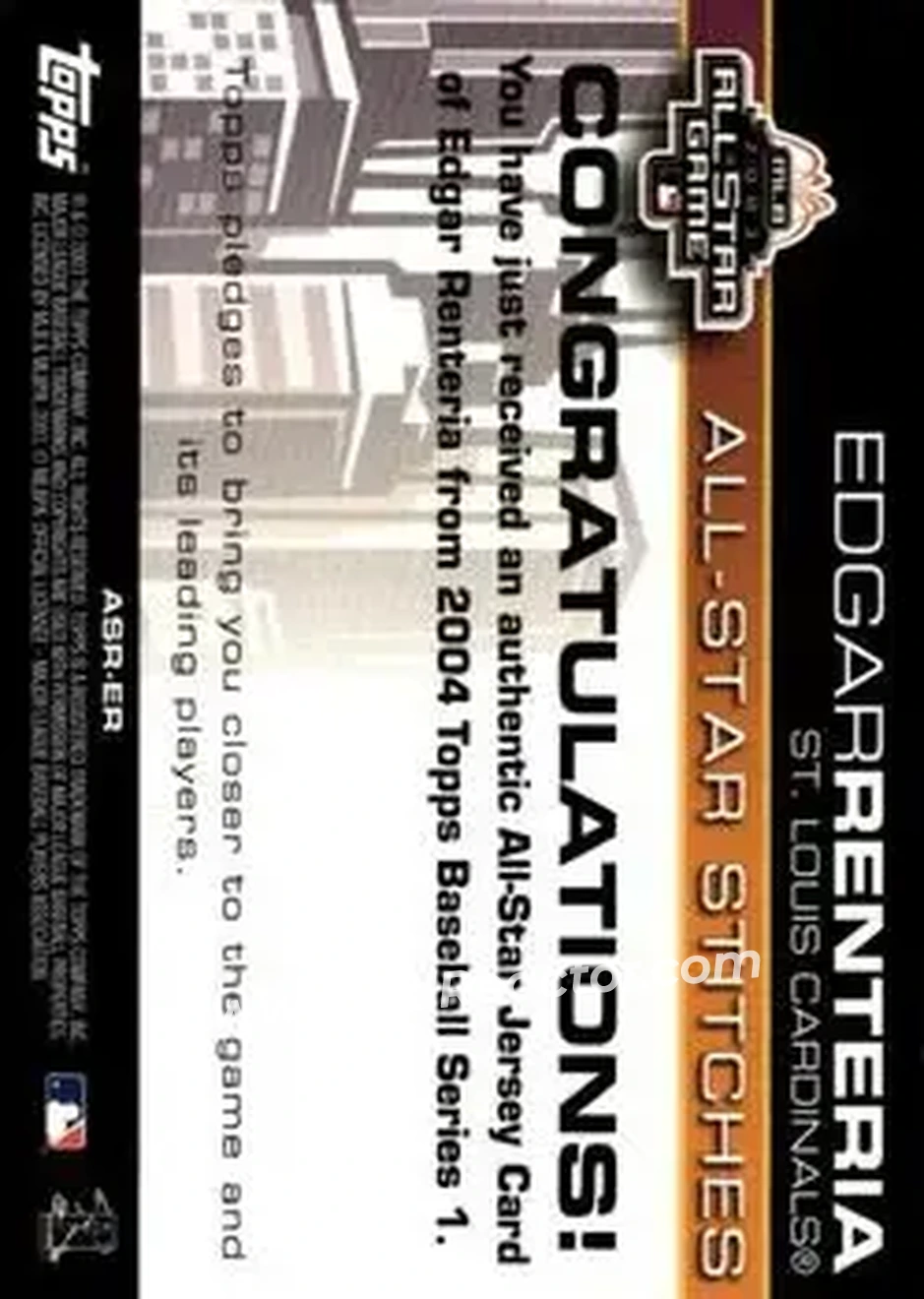 2004 Topps - All-Star Stitches #ASR-ER - Edgar Renteria - St. Louis Cardinals - Back