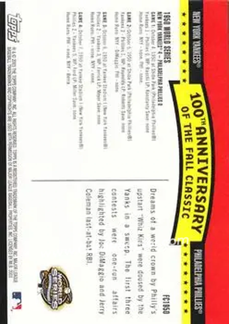 2004 Topps - Fall Classic Covers #FC1950 - 1950 World Series - Back 2004 Topps - Fall Classic Covers #FC1950 - 1950 World Series - Back