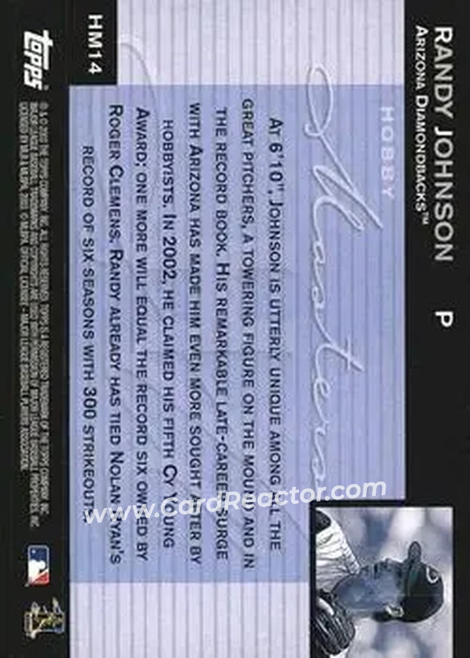 2004 Topps - Hobby Masters #HM14 - Randy Johnson - Arizona Diamondbacks - Back