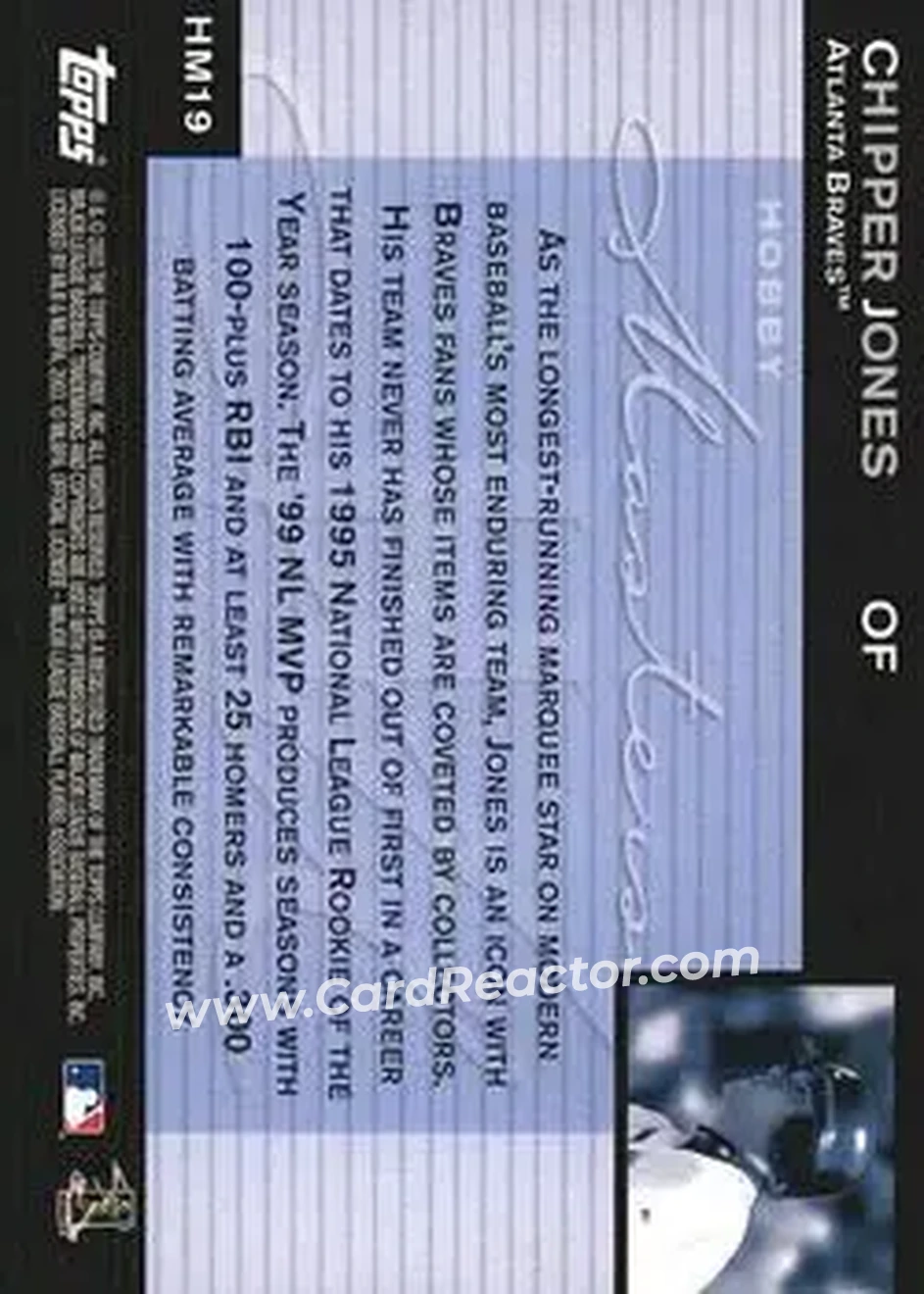 2004 Topps - Hobby Masters #HM19 - Chipper Jones - Atlanta Braves - Back