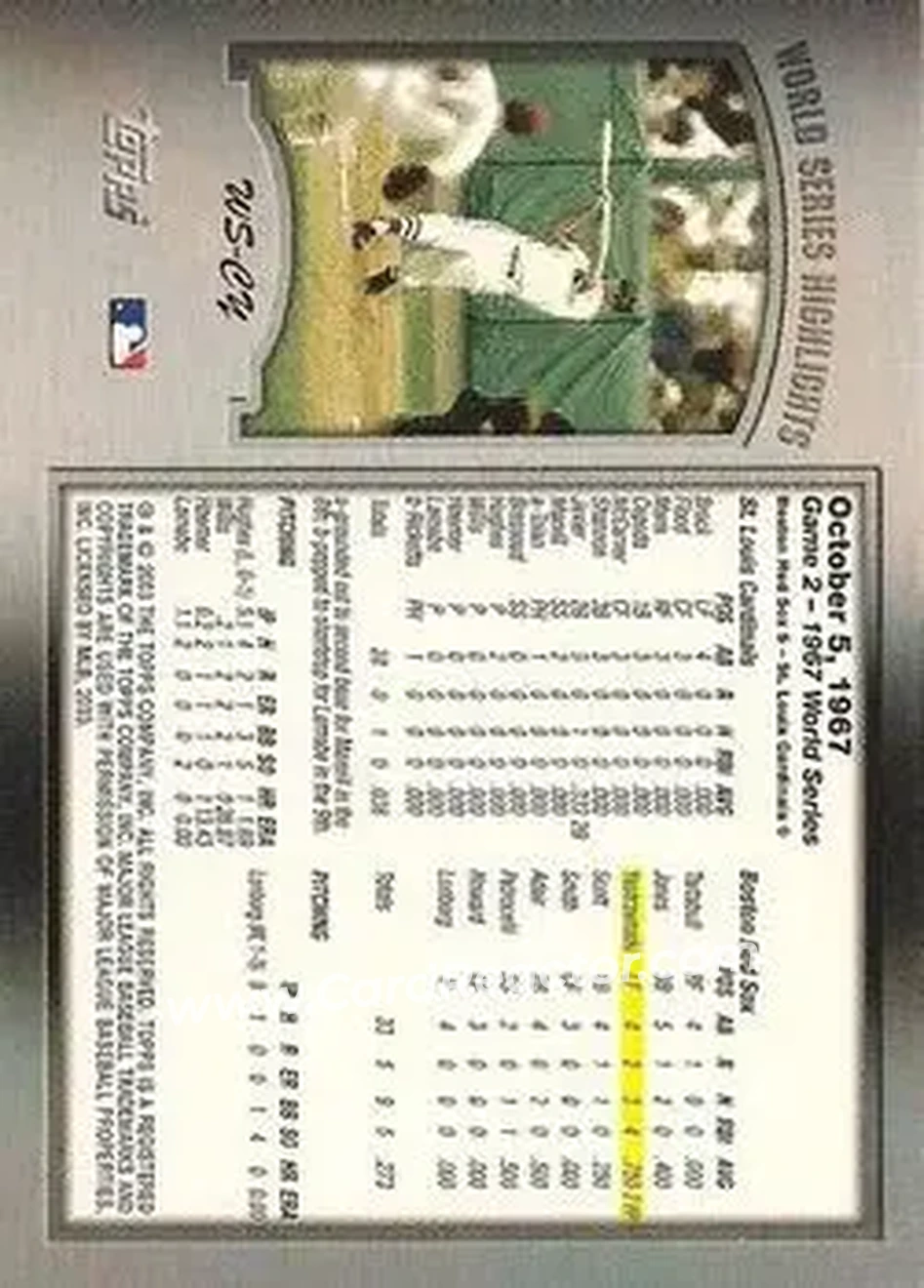 2004 Topps - World Series Highlights (Series One) #WS-CY - Carl Yastrzemski - Boston Red Sox - Back