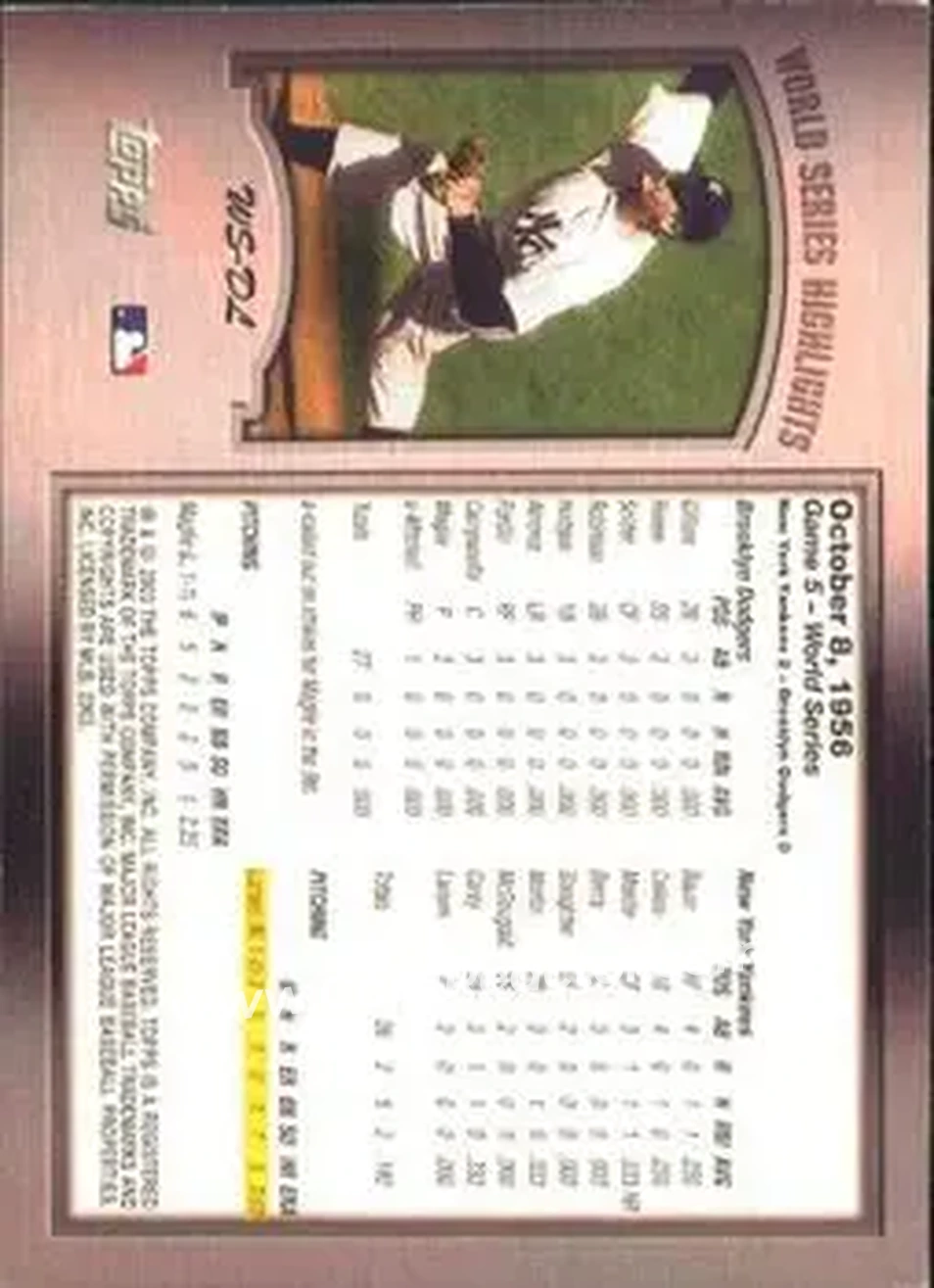 2004 Topps - World Series Highlights (Series One) #WS-DL - Don Larsen - New York Yankees - Back