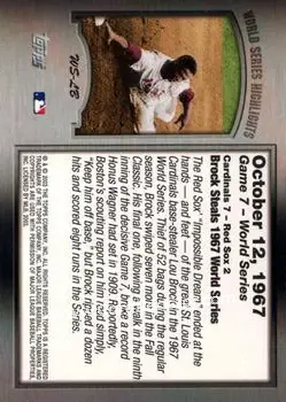 2004 Topps - World Series Highlights (Series One) #WS-LB - Lou Brock - St. Louis Cardinals - Back
