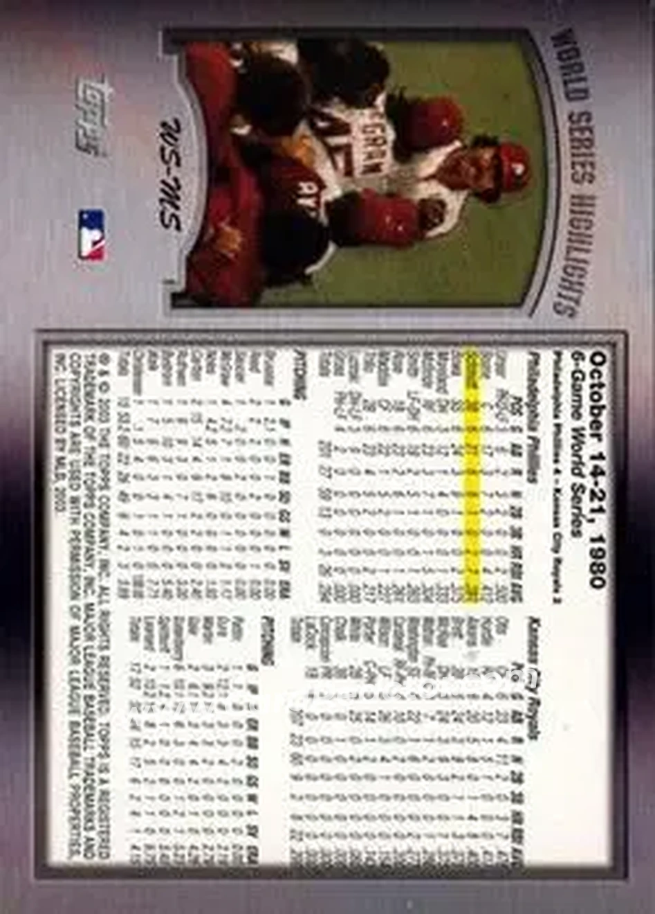2004 Topps - World Series Highlights (Series One) #WS-MS - Mike Schmidt - Philadelphia Phillies - Back 2004 Topps - World Series Highlights (Series One) #WS-MS - Mike Schmidt - Philadelphia Phillies - Back