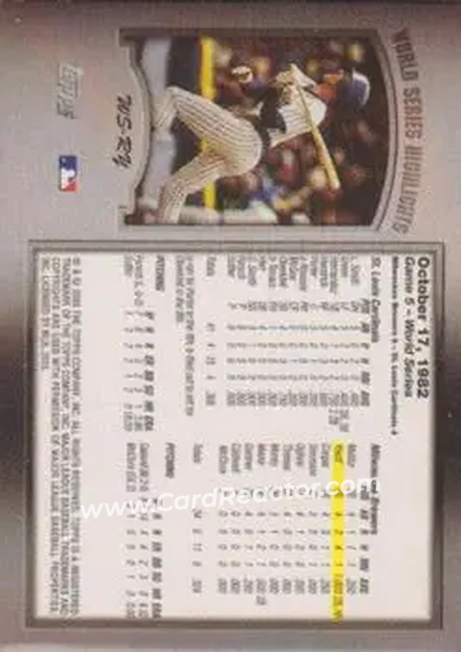 2004 Topps - World Series Highlights (Series One) #WS-RY - Robin Yount - Milwaukee Brewers - Back