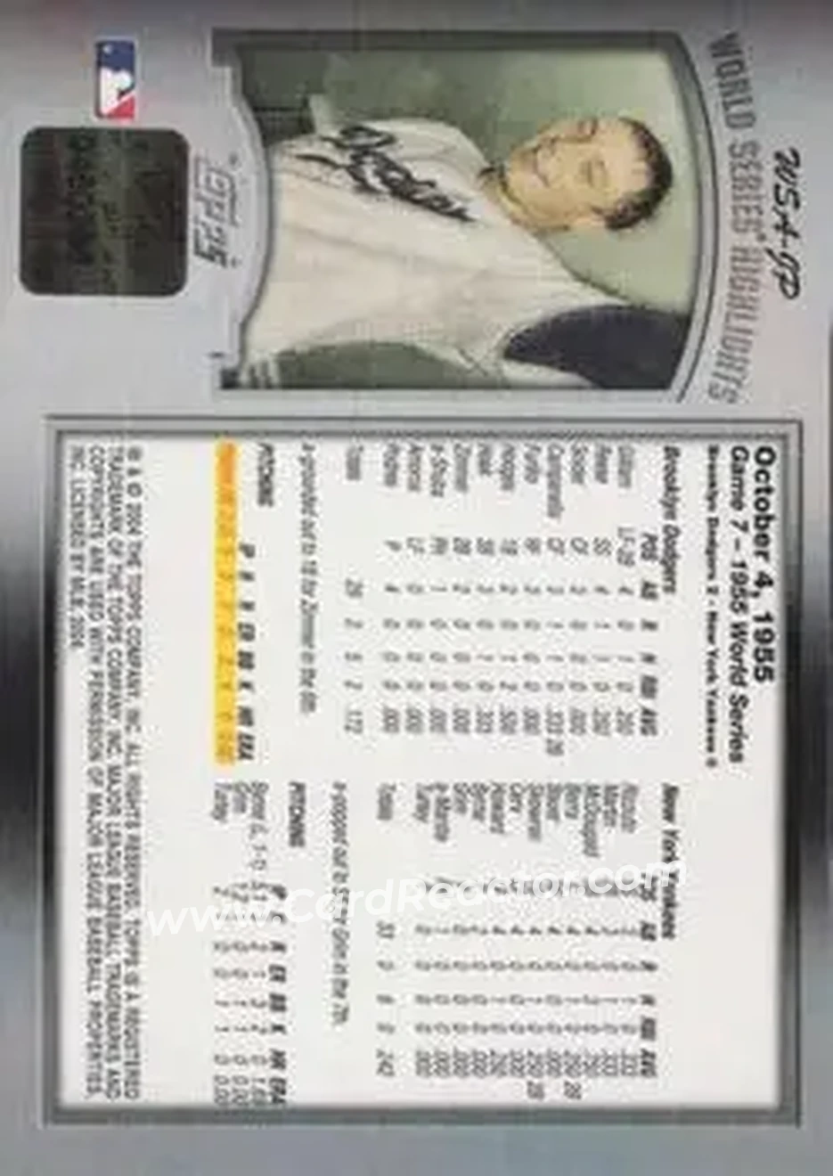 2004 Topps - World Series Highlights Autographs (Series Two) #WSA-JP - Johnny Podres - Brooklyn Dodgers - Back