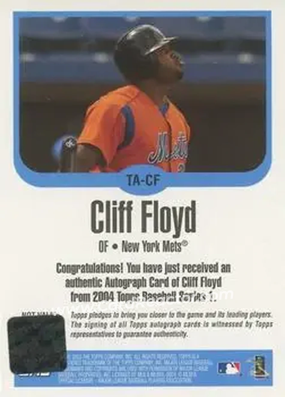 2004 Topps - Autographs #TA-CF - Cliff Floyd - New York Mets - Back