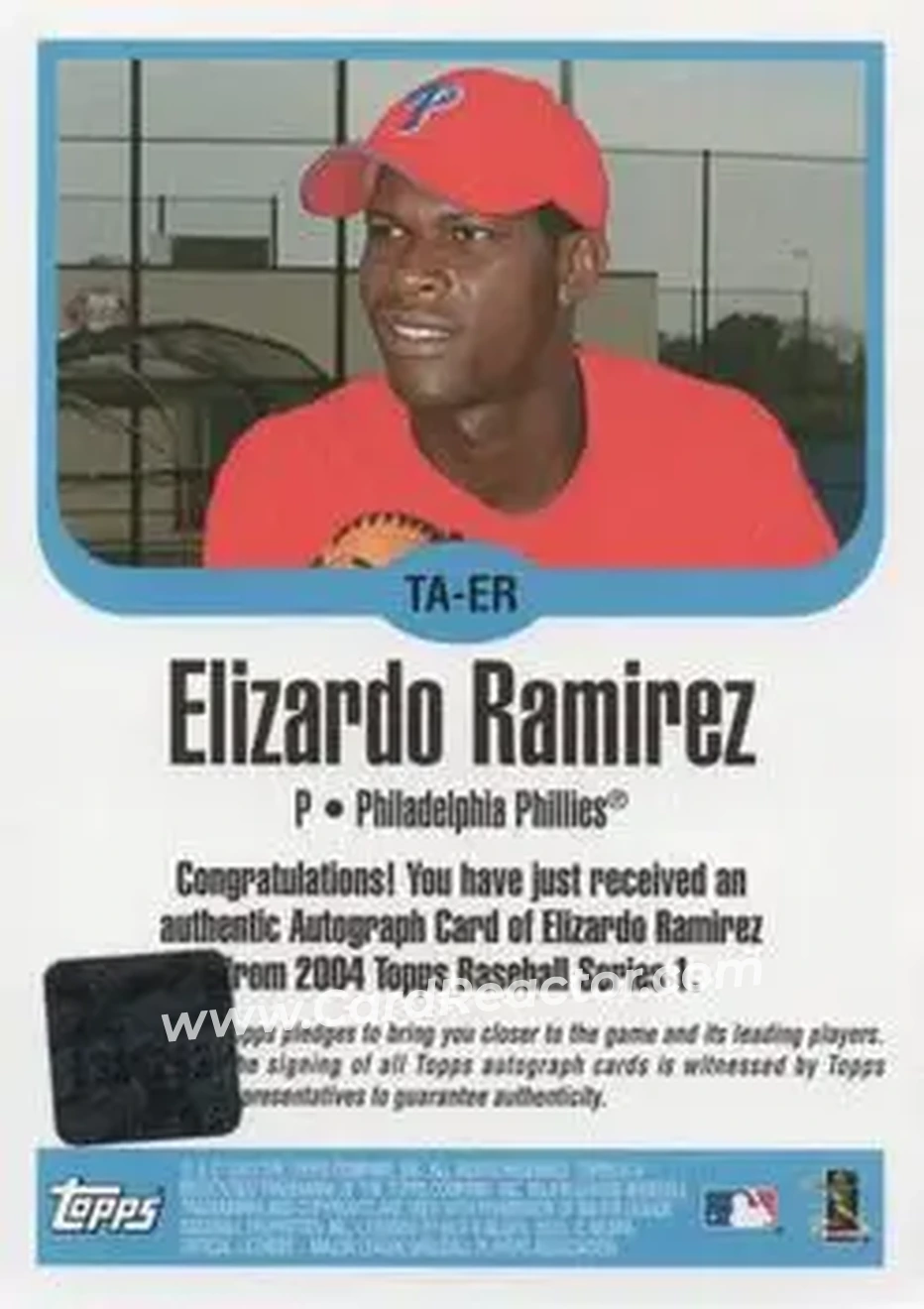 2004 Topps - Autographs #TA-ER - Elizardo Ramirez - Philadelphia Phillies - Back