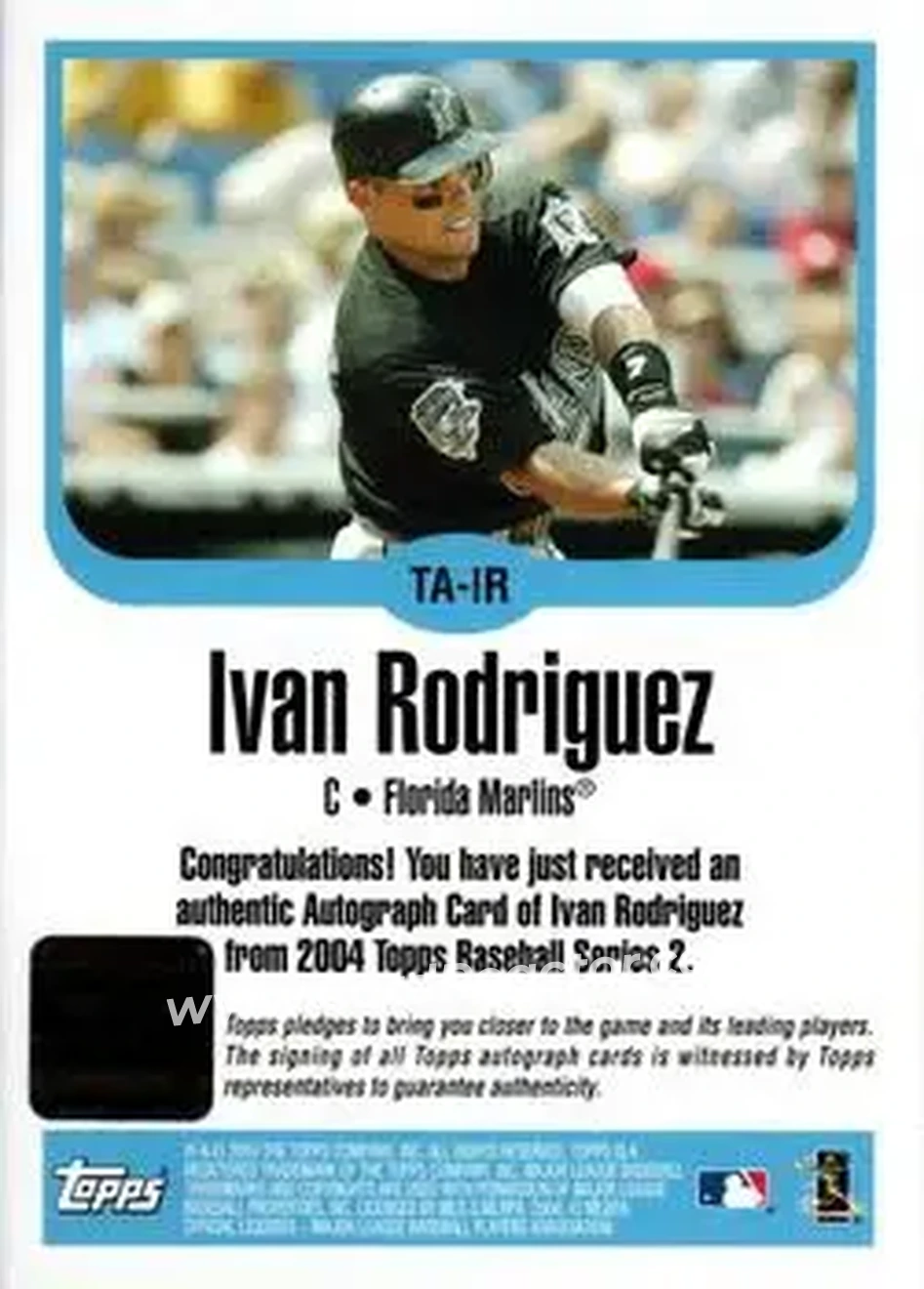 2004 Topps - Autographs #TA-IR - Ivan Rodriguez - Florida Marlins - Back