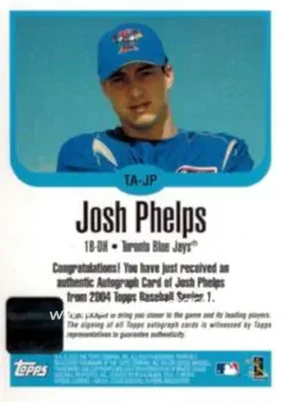 2004 Topps - Autographs #TA-JP - Josh Phelps - Toronto Blue Jays - Back