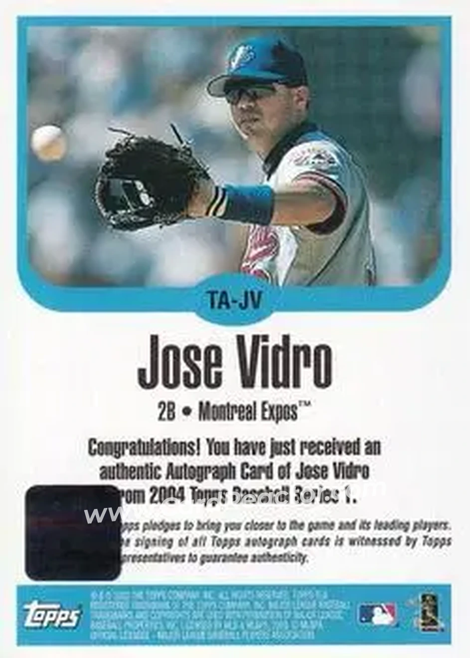 2004 Topps - Autographs #TA-JV - Jose Vidro - Montreal Expos - Back