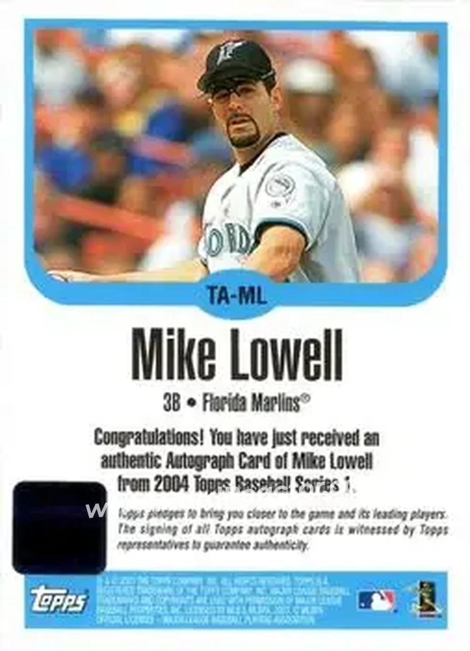 2004 Topps - Autographs #TA-ML - Mike Lowell - Florida Marlins - Back