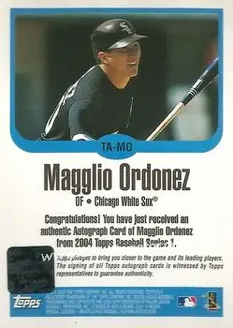 2004 Topps - Autographs #TA-MO - Magglio Ordonez - Chicago White Sox - Back 2004 Topps - Autographs #TA-MO - Magglio Ordonez - Chicago White Sox - Back