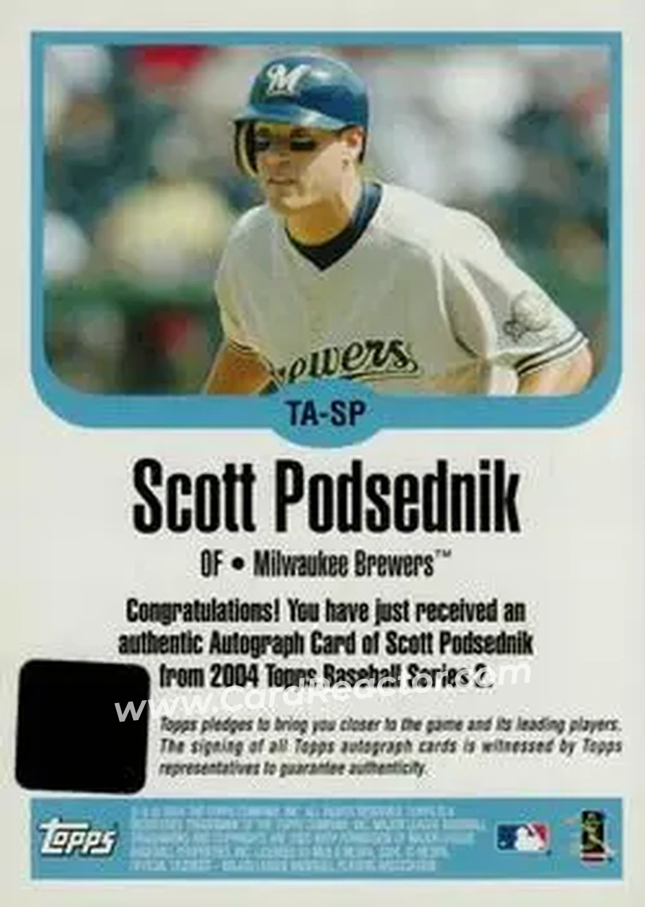 2004 Topps - Autographs #TA-SP - Scott Podsednik - Milwaukee Brewers - Back