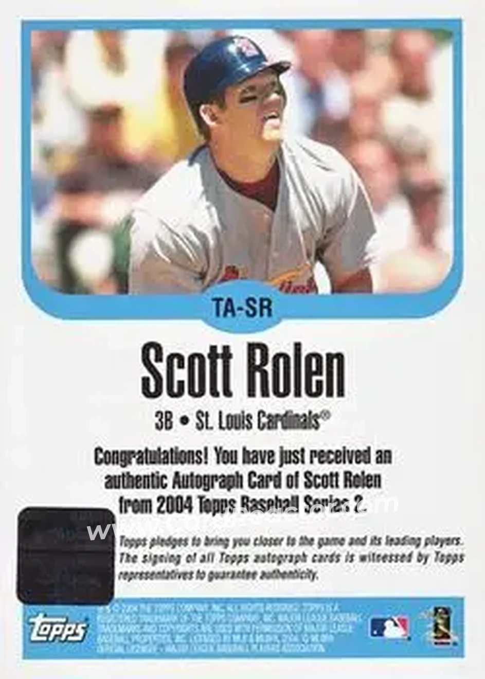 2004 Topps - Autographs #TA-SR - Scott Rolen - St. Louis Cardinals - Back