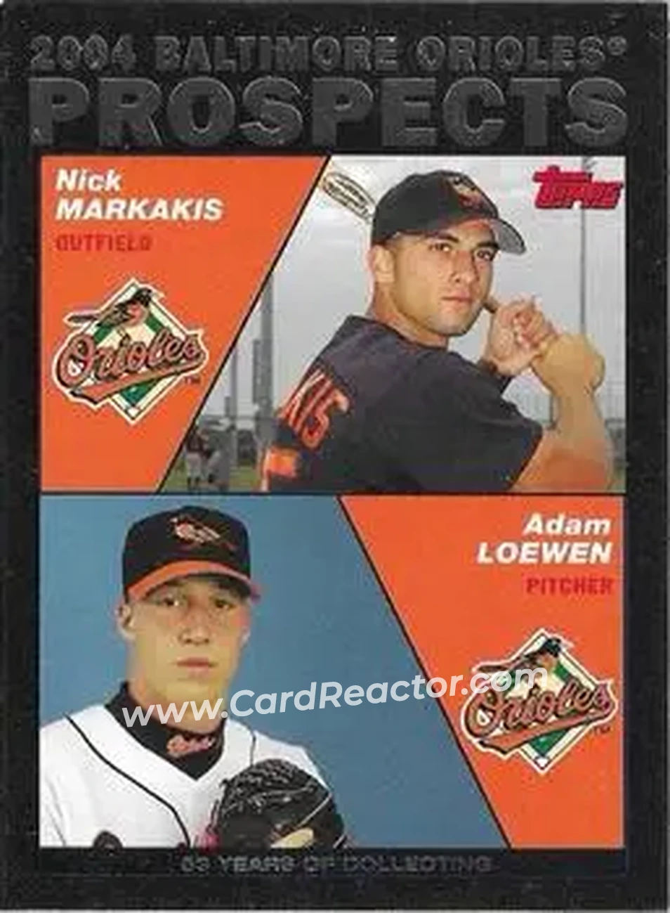 2004 Topps - Black #691 - Nick Markakis - Adam Loewen - Baltimore Orioles - Front