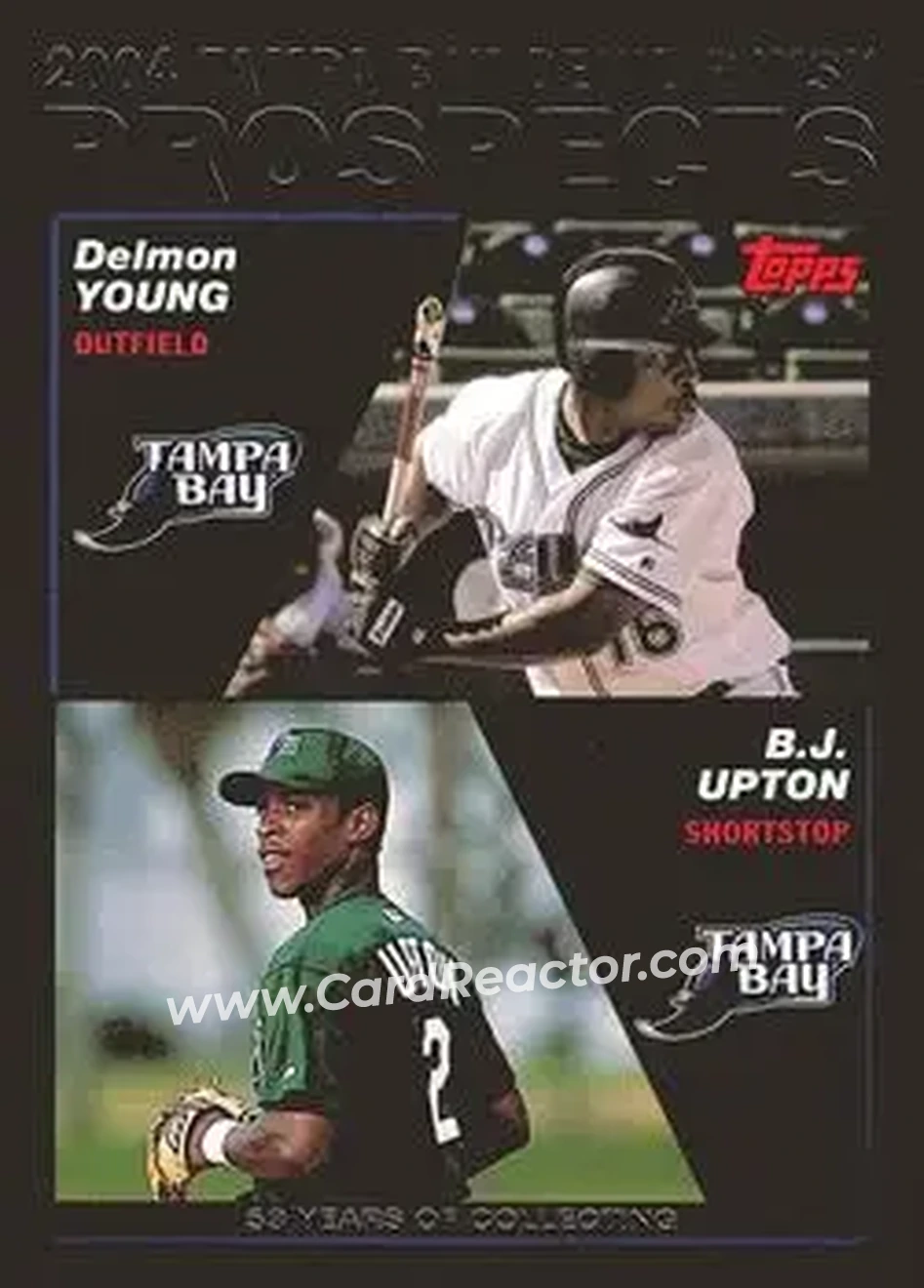 2004 Topps - Black #692 - Delmon Young - B.J. Upton - Tampa Bay Devil Rays - Front