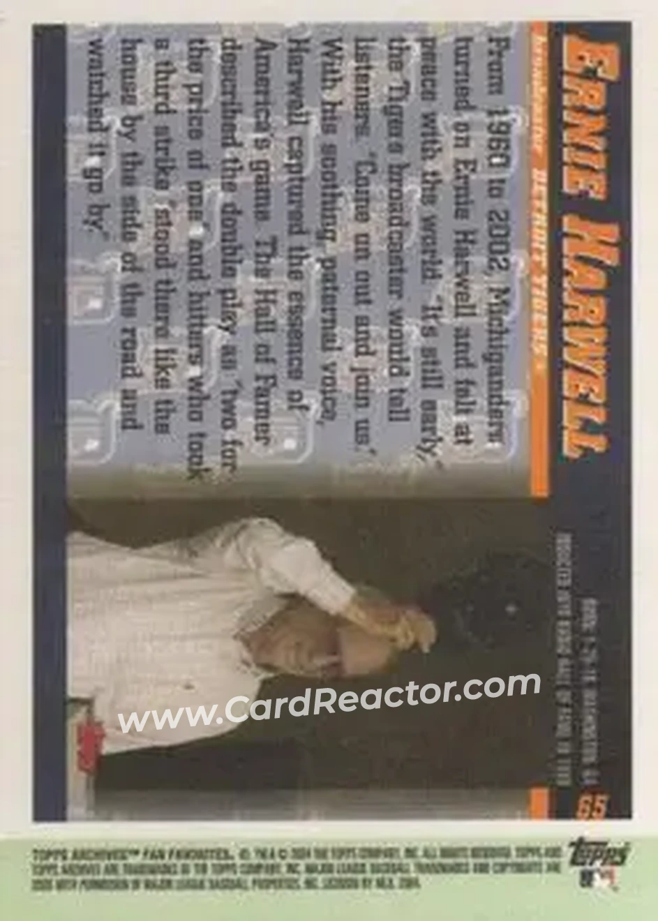 2004 Topps All-Time Fan Favorites #65 - Ernie Harwell - Detroit Tigers - Back