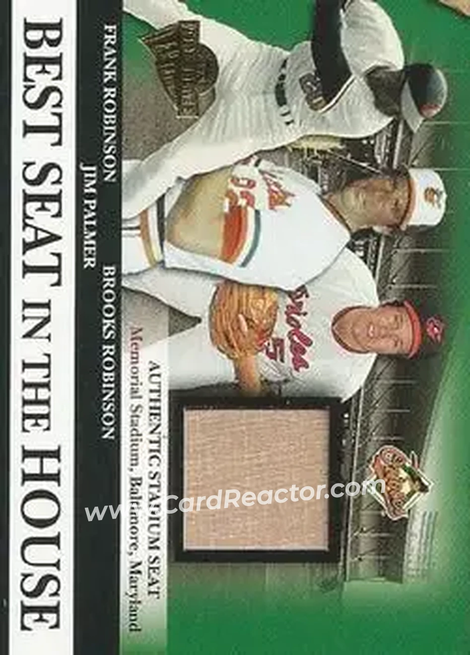 2004 Topps All-Time Fan Favorites - Best Seat in the House Relics #BS2 - Frank Robinson - Jim Palmer - Brooks Robinson - Baltimore Orioles - Front 2004 Topps All-Time Fan Favorites - Best Seat in the House Relics #BS2 - Frank Robinson - Jim Palmer - Brooks Robinson - Baltimore Orioles - Front