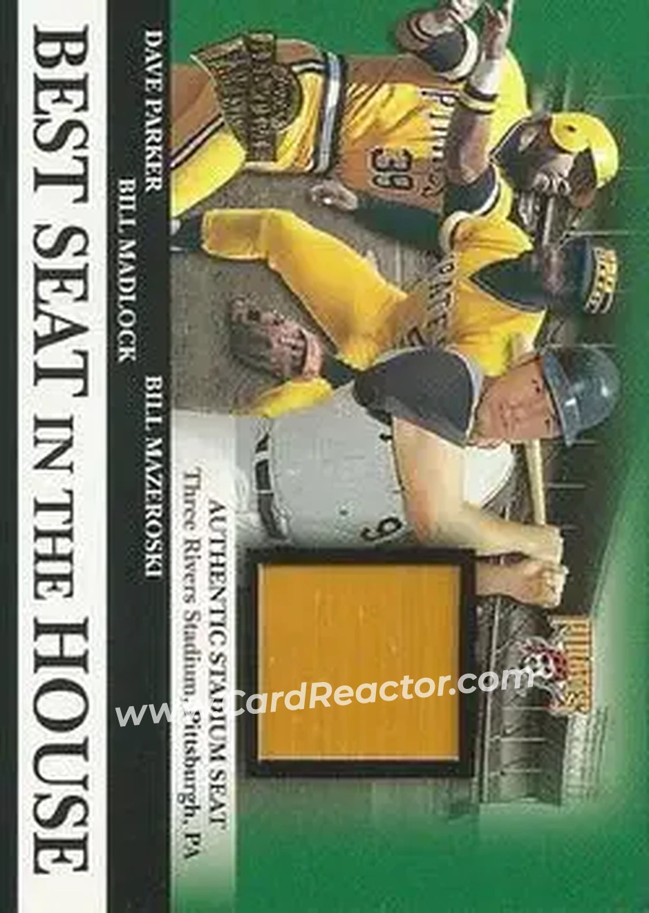 2004 Topps All-Time Fan Favorites - Best Seat in the House Relics #BS3 - Dave Parker - Bill Madlock - Bill Mazeroski - Pittsburgh Pirates - Front 2004 Topps All-Time Fan Favorites - Best Seat in the House Relics #BS3 - Dave Parker - Bill Madlock - Bill Mazeroski - Pittsburgh Pirates - Front