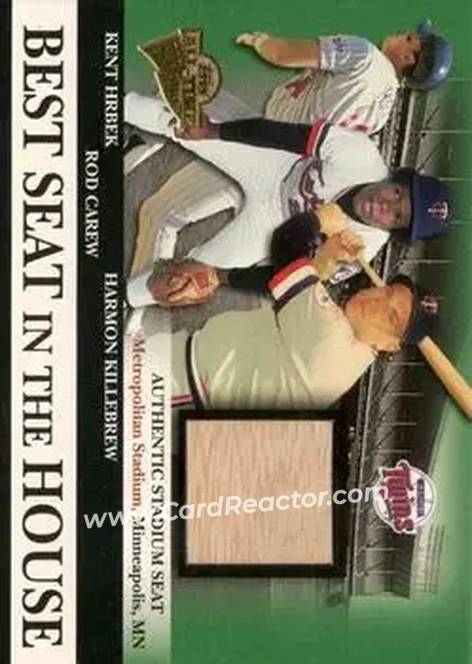 2004 Topps All-Time Fan Favorites - Best Seat in the House Relics #BS4 - Kent Hrbek - Rod Carew - Harmon Killebrew - Minnesota Twins - Front 2004 Topps All-Time Fan Favorites - Best Seat in the House Relics #BS4 - Kent Hrbek - Rod Carew - Harmon Killebrew - Minnesota Twins - Front