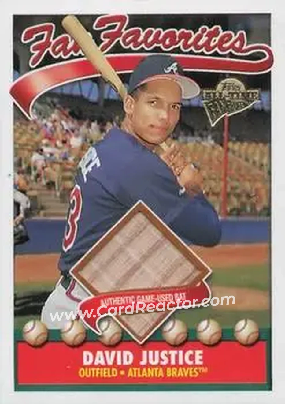 2004 Topps All-Time Fan Favorites - Relics #FFR-DJ - David Justice - Atlanta Braves - Front