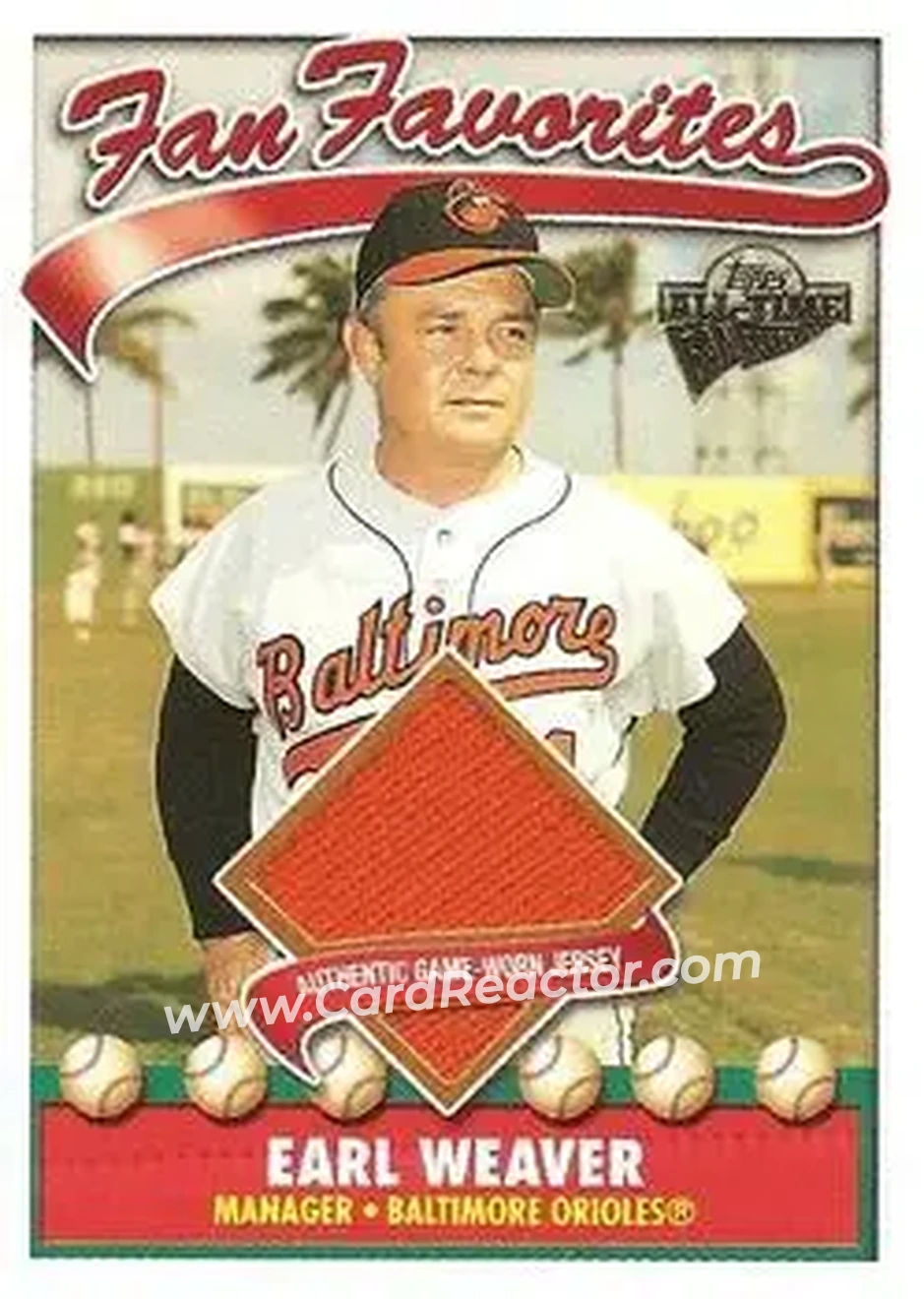 2004 Topps All-Time Fan Favorites - Relics #FFR-EW - Earl Weaver - Baltimore Orioles - Front