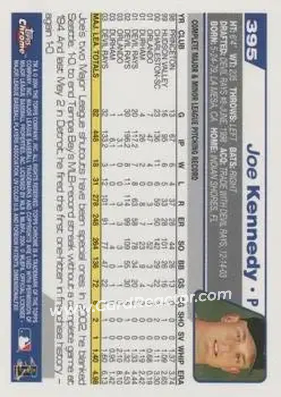 2004 Topps Chrome #395 - Joe Kennedy - Colorado Rockies - Back