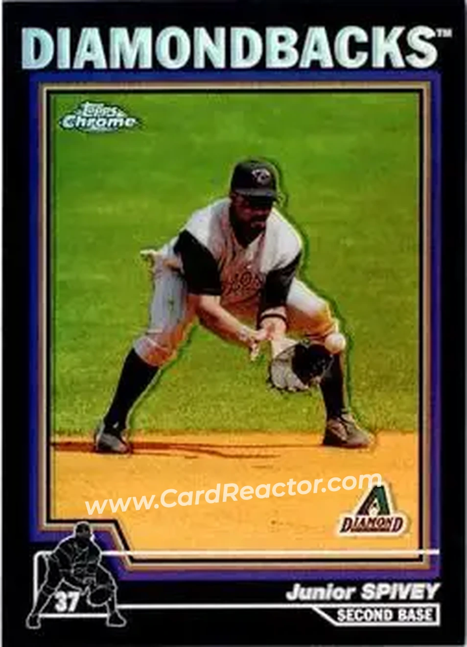 2004 Topps Chrome - Black Refractors #14 - Junior Spivey - Arizona Diamondbacks - Front