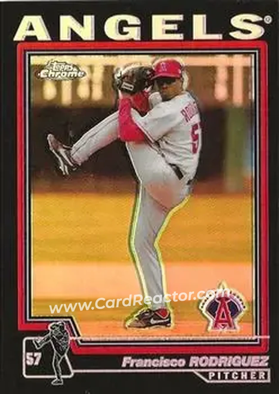 2004 Topps Chrome - Black Refractors #77 - Francisco Rodriguez - Anaheim Angels - Front