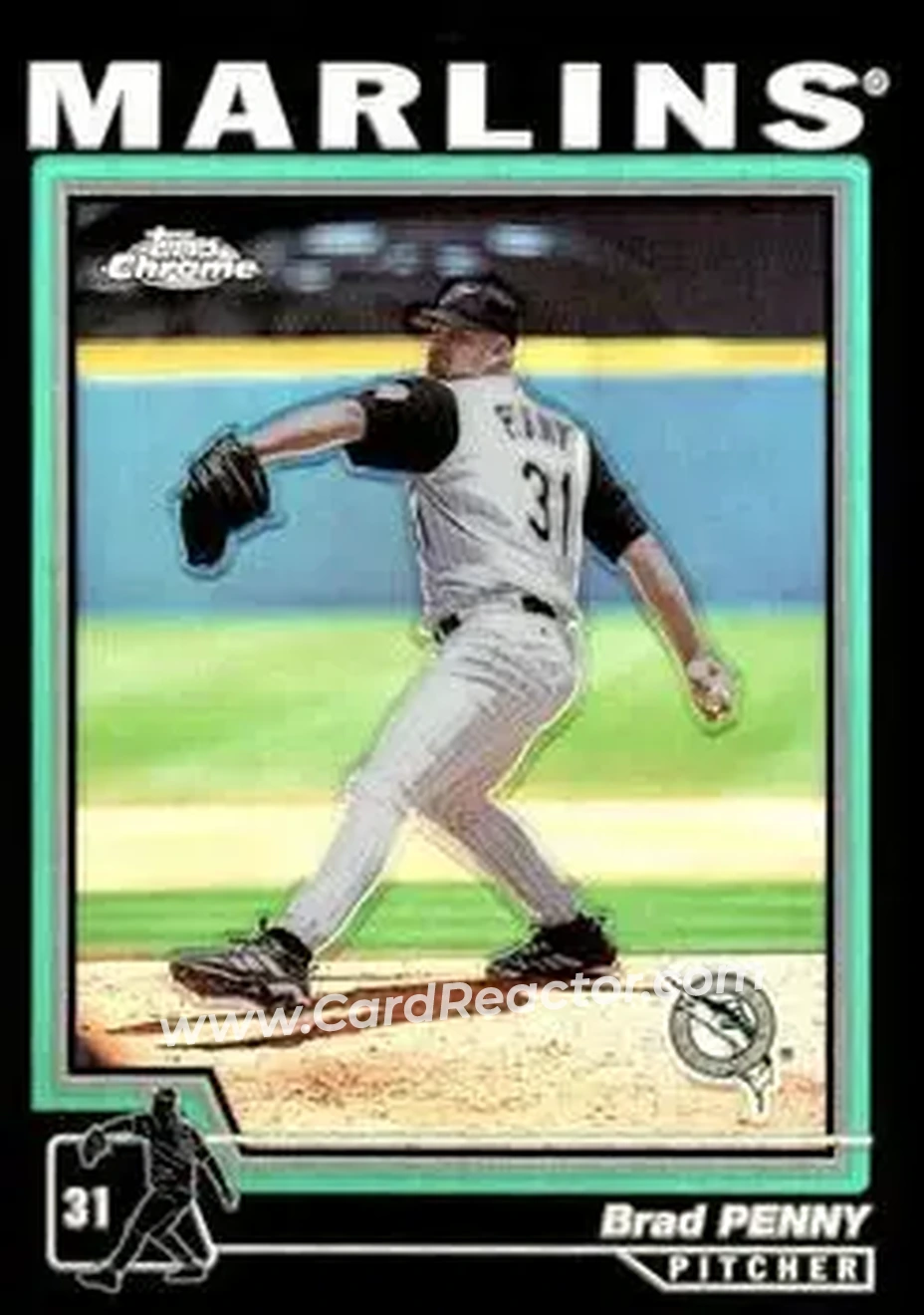 2004 Topps Chrome - Black Refractors #101 - Brad Penny - Florida Marlins - Front