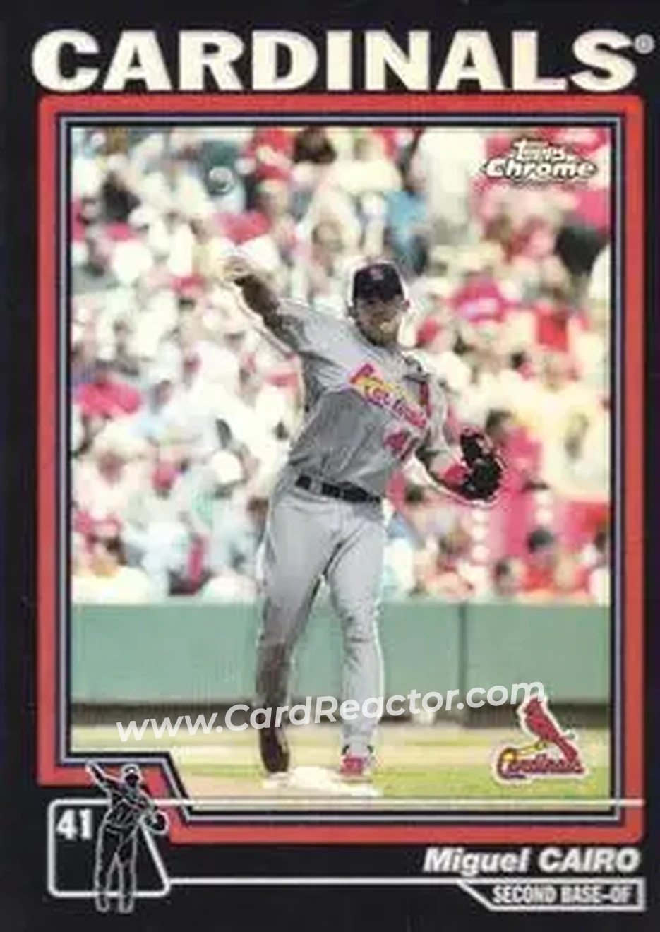 2004 Topps Chrome - Black Refractors #157 - Miguel Cairo - St. Louis Cardinals - Front