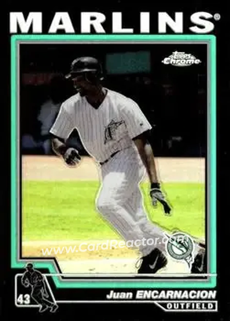 2004 Topps Chrome - Black Refractors #172 - Juan Encarnacion - Florida Marlins - Front