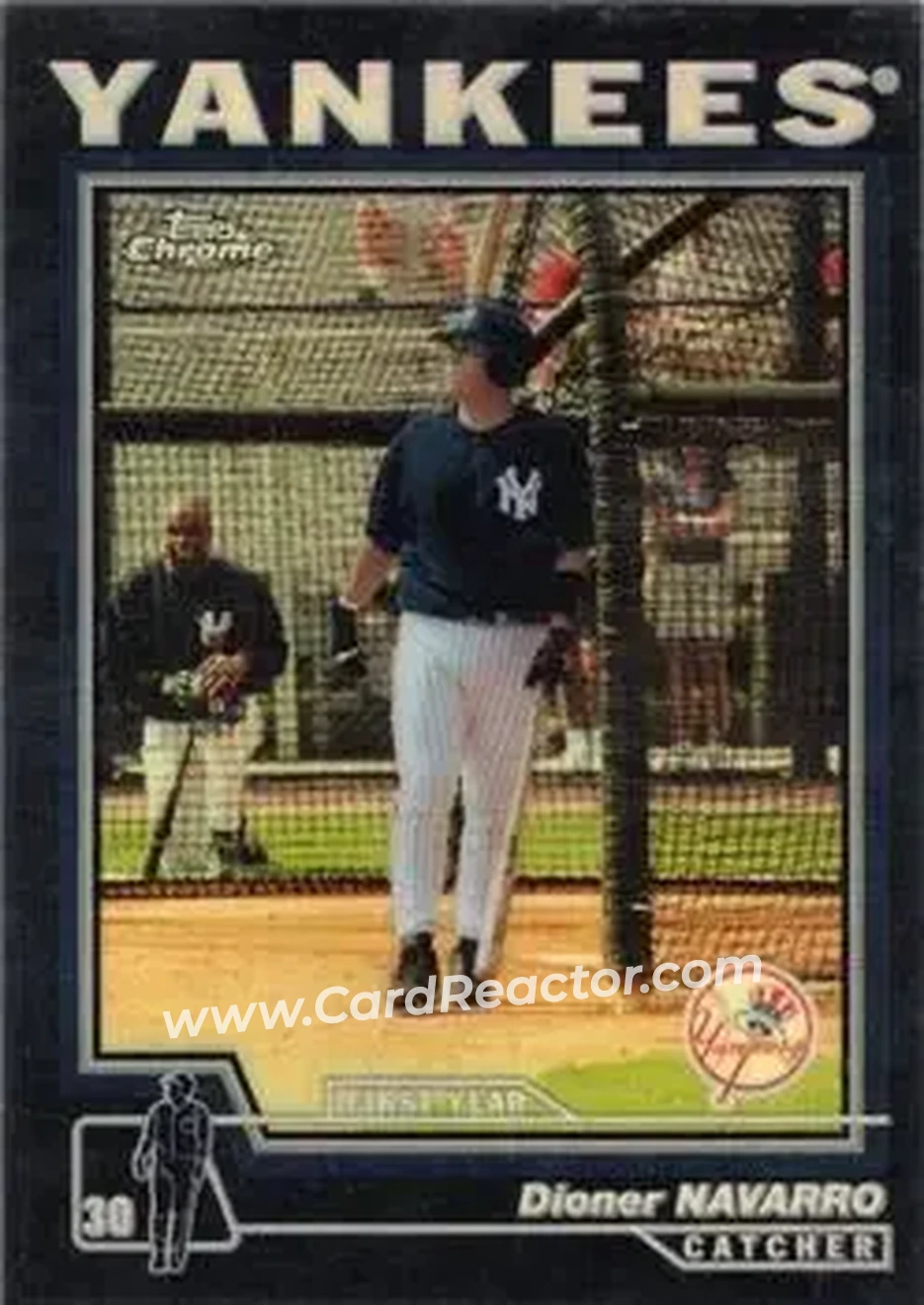 2004 Topps Chrome - Black Refractors #214 - Dioner Navarro - New York Yankees - Front