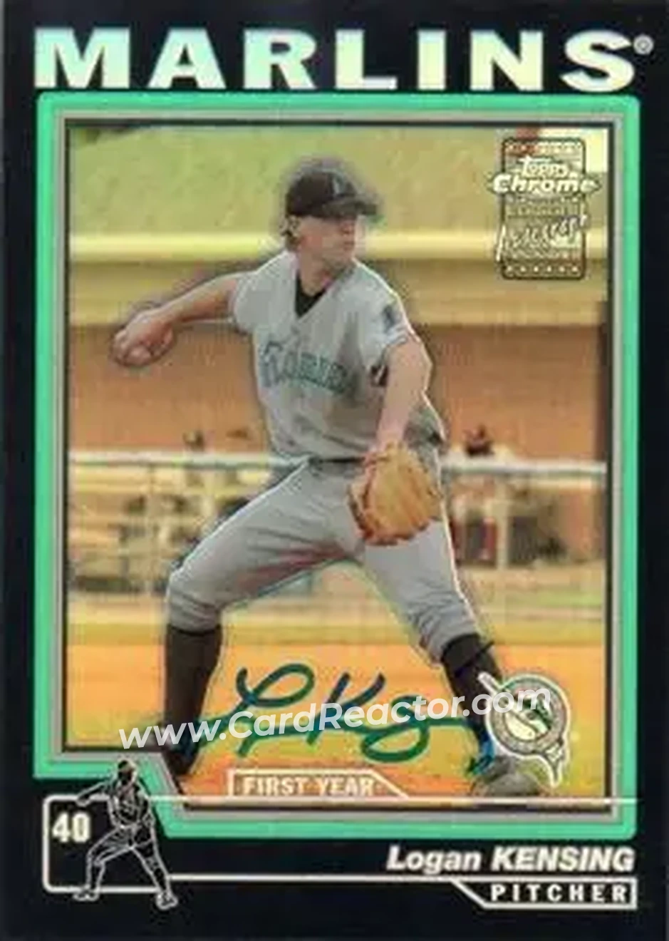 2004 Topps Chrome - Black Refractors #245 - Logan Kensing - Florida Marlins - Front
