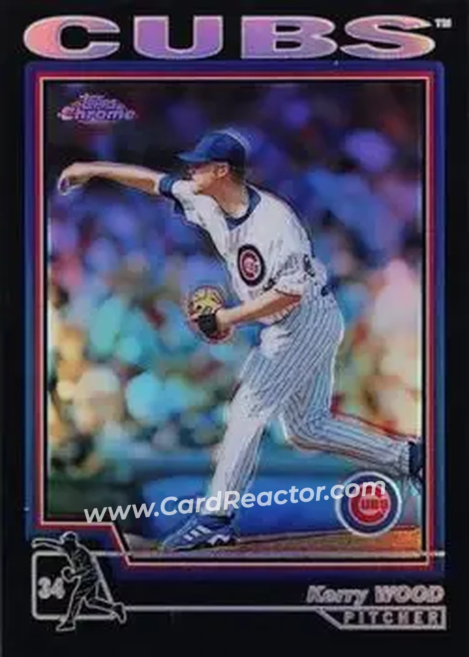 2004 Topps Chrome - Black Refractors #332 - Kerry Wood - Chicago Cubs - Front