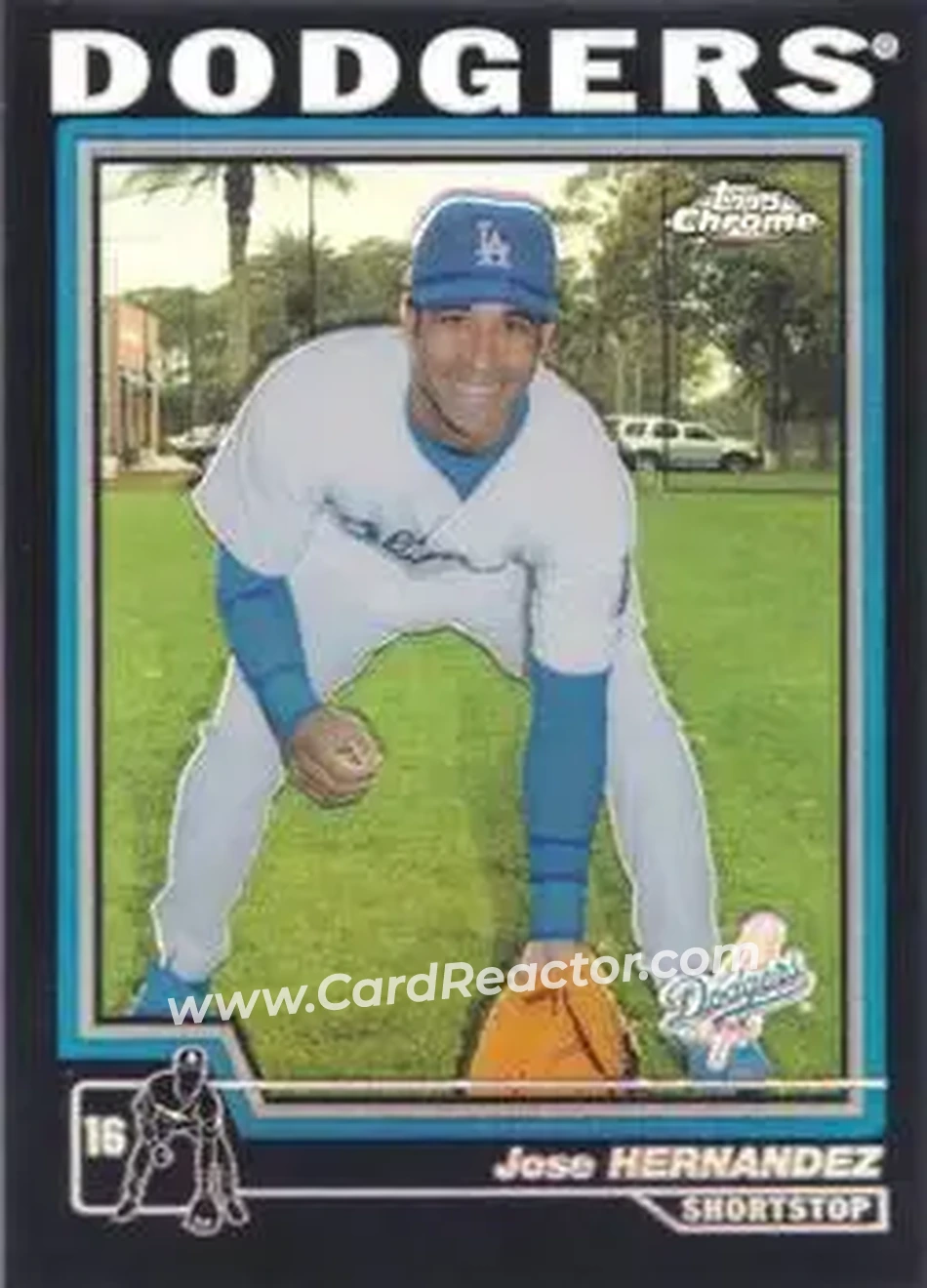2004 Topps Chrome - Black Refractors #338 - Jose Hernandez - Los Angeles Dodgers - Front