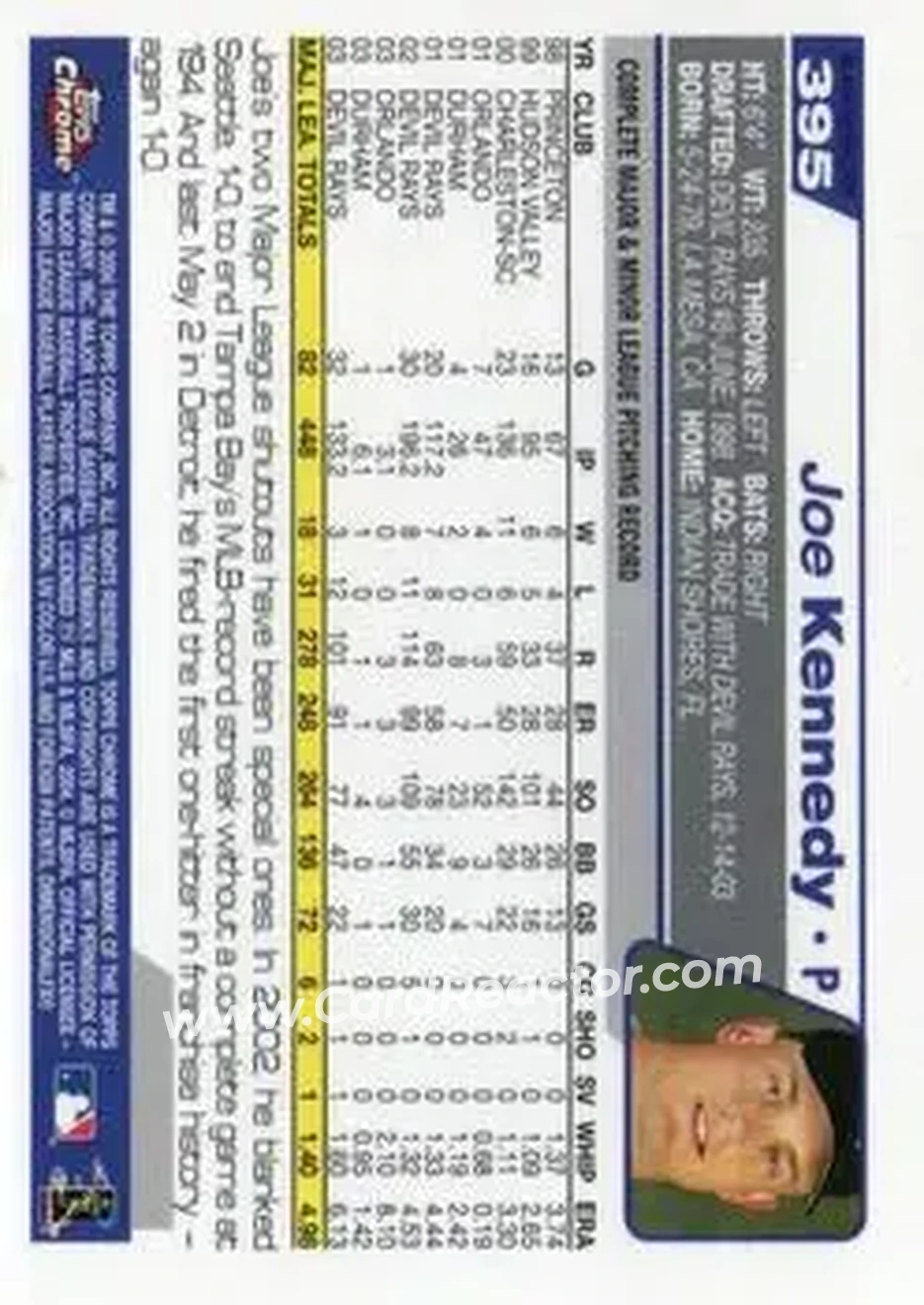 2004 Topps Chrome - Black Refractors #395 - Joe Kennedy - Colorado Rockies - Back