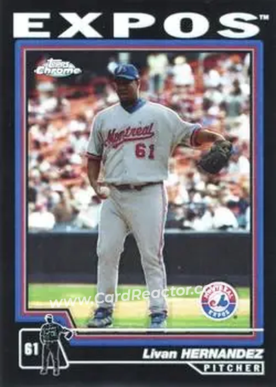 2004 Topps Chrome - Black Refractors #418 - Livan Hernandez - Montreal Expos - Front